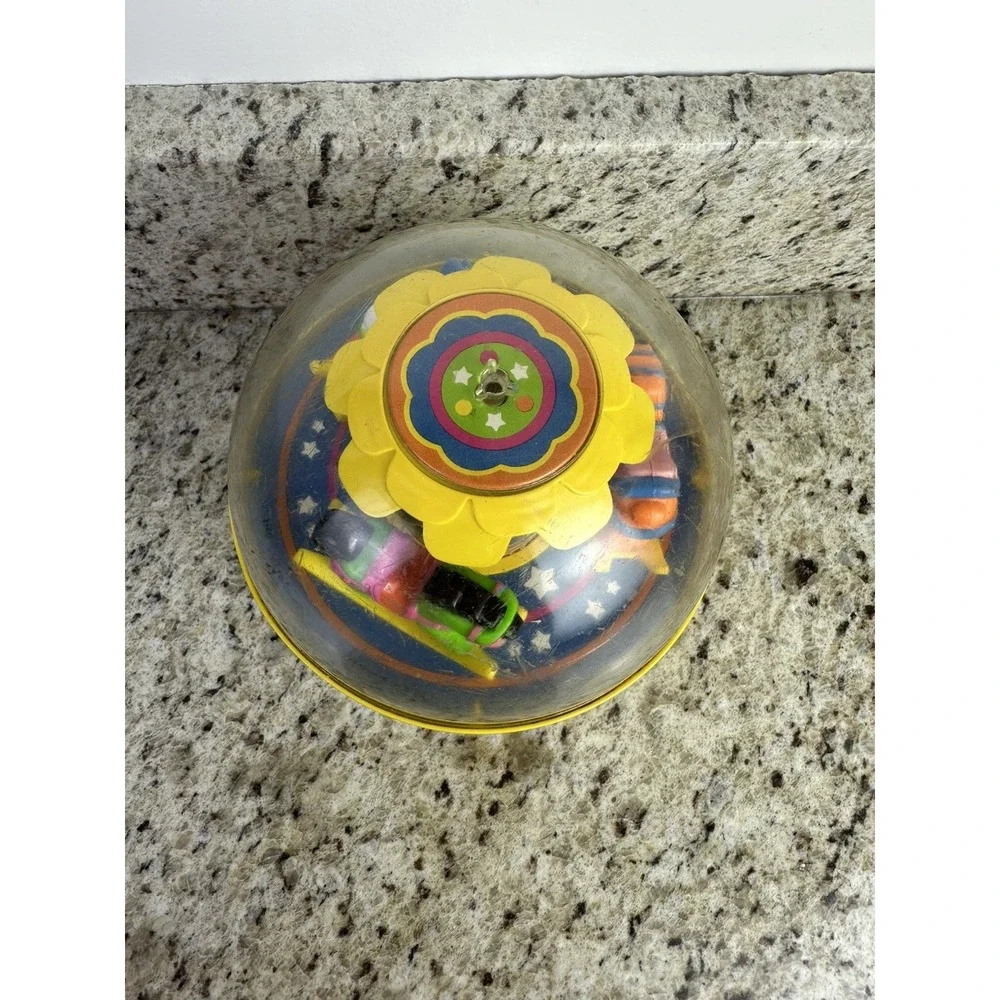 Vintage 1985 Fisher Price Roly Poly Chime Ball Carousel Yellow 1150 nostalgia